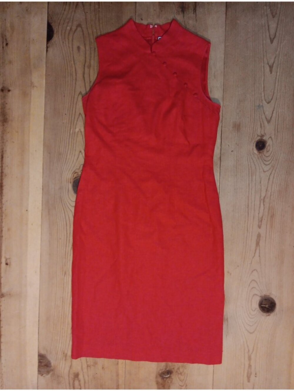 Lennie LNY New York Womens 10 Cheongsam Dress Bright Red Linen Blend High Collar